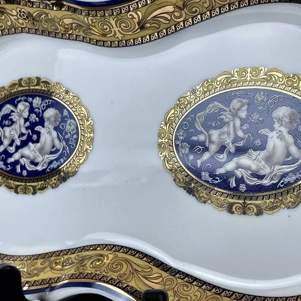 Limoges Porcelain Tea Service Plate Decorated in 22kt Gold and Deep Cobalt | Bea